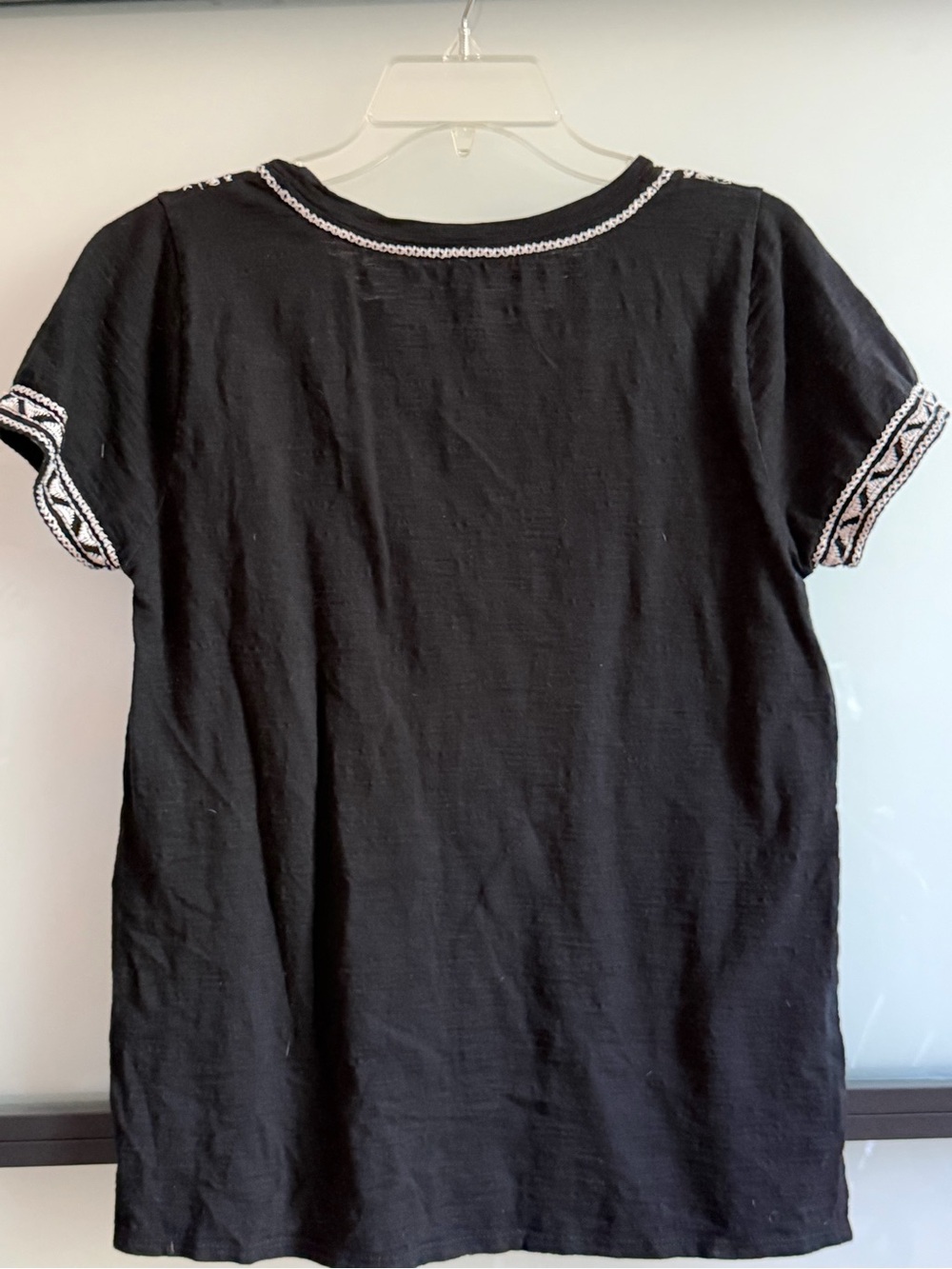 Lucky Brand M Black White Embroidered Boho Geometric Peasant - Picture 2 of 5
